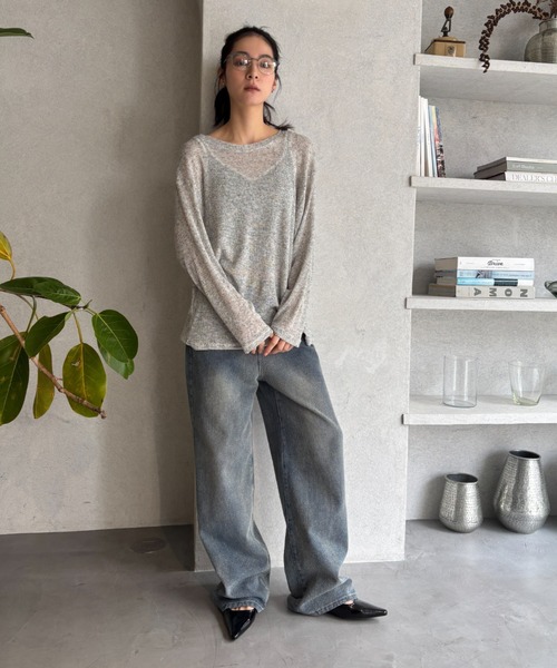 FUULLY STUDIO(フーリィーステューディオ)の「ジャガードワイドデニムパンツ(デニムパンツ・レディース・ブルー/ライトブルー・LARGE/MEDIUM/SMALL)」の22枚目の写真