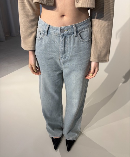 FUULLY STUDIO(フーリィーステューディオ)の「ジャガードワイドデニムパンツ(デニムパンツ・レディース・ブルー/ライトブルー・LARGE/MEDIUM/SMALL)」の7枚目の写真