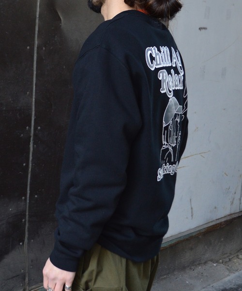 MODISH GAZE(モディシュガゼ)の「【MODISH GAZE】裏毛スウェット スモーキングガール(CP)(スウェット・メンズ・ホワイト×ブラック/ブラック×グレー・M/L/XL)」の14枚目の写真