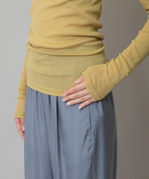 Munich（ミューニック）の「シアーリブクルーネックプルオーバー（Tシャツ/カットソー・レディース・ブラウン/ブラック/オフホワイト/マスタード/チャコールグレー・FREE）」の14枚目の写真