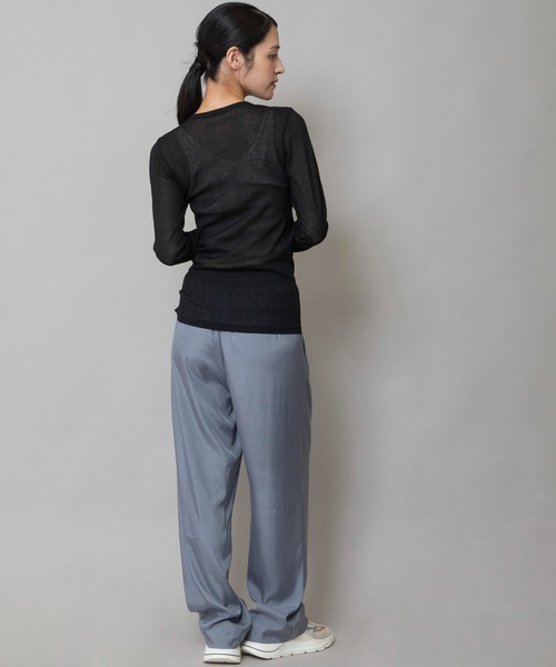 Munich（ミューニック）の「シアーリブクルーネックプルオーバー（Tシャツ/カットソー・レディース・ブラウン/ブラック/オフホワイト/マスタード/チャコールグレー・FREE）」の11枚目の写真