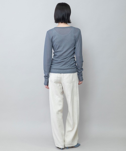 Munich（ミューニック）の「シアーリブクルーネックプルオーバー（Tシャツ/カットソー・レディース・ブラウン/ブラック/オフホワイト/マスタード/チャコールグレー・FREE）」の19枚目の写真