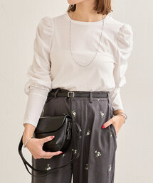 《華奢見え》ギャザースリーブカットソー