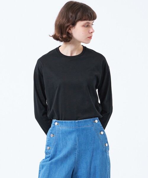 MACKINTOSH PHILOSOPHY(マッキントッシュ フィロソフィー)の「ラウンドヘムロンT(Tシャツ/カットソー・レディース・ブラック/オフホワイト・38)」の1枚目の写真