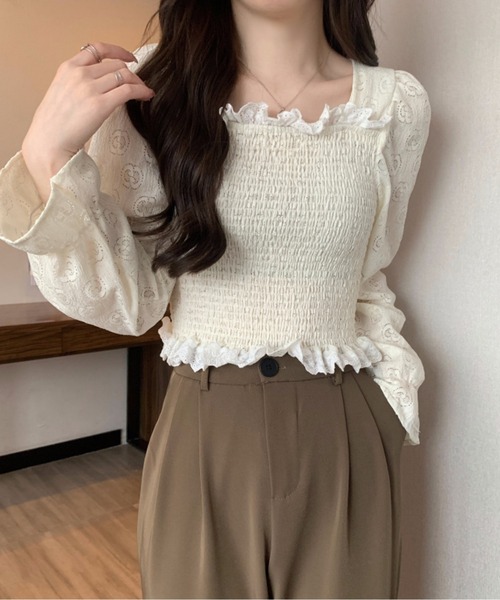 レースシャーリングブラウス（シャツ/ブラウス）｜AMAJI（アマジ）