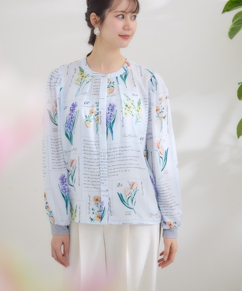 KATHARINE ROSS(キャサリンロス)の「【KATHARINE ROSS】 KITTE PRINT -切手プリント- ブラウス(シャツ/ブラウス・レディース・アイボリー/ライトブルー・MEDIUM)」の1枚目の写真