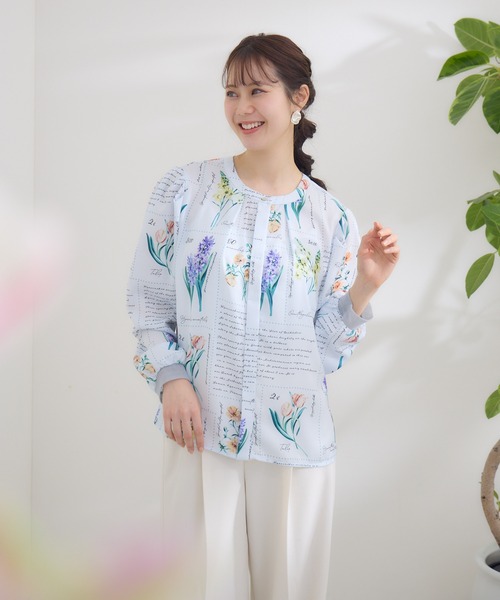 KATHARINE ROSS(キャサリンロス)の「【KATHARINE ROSS】 KITTE PRINT -切手プリント- ブラウス(シャツ/ブラウス・レディース・アイボリー/ライトブルー・MEDIUM)」の20枚目の写真