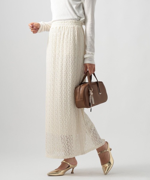 BAYFLOW（ベイフロー）の「[一枚でもレイヤードでも◎]レースナロースカート（スカート・レディース・ブラック/アイボリー・FREE）」の3枚目の写真