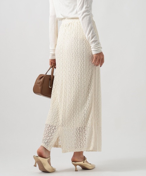 BAYFLOW（ベイフロー）の「[一枚でもレイヤードでも◎]レースナロースカート（スカート・レディース・ブラック/アイボリー・FREE）」の4枚目の写真