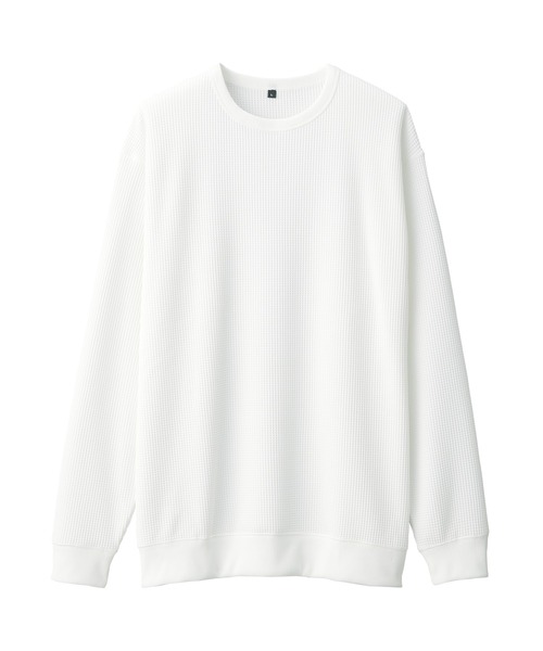 無印良品(ムジルシリョウヒン)の「紳士 UVカット乾きやすいワッフルクルーネック長袖Tシャツ(Tシャツ/カットソー・メンズ・オフホワイト/サンドベージュ/ブラック/ダークネイビー/カーキ系・S/M/L/XL)」の6枚目の写真