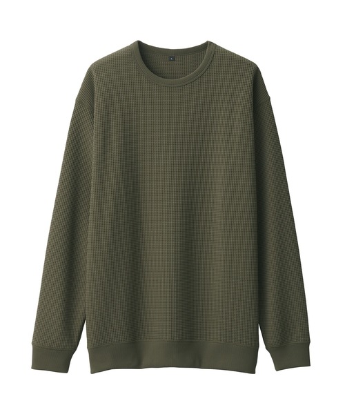 無印良品(ムジルシリョウヒン)の「紳士 UVカット乾きやすいワッフルクルーネック長袖Tシャツ(Tシャツ/カットソー・メンズ・オフホワイト/サンドベージュ/ブラック/ダークネイビー/カーキ系・S/M/L/XL)」の18枚目の写真