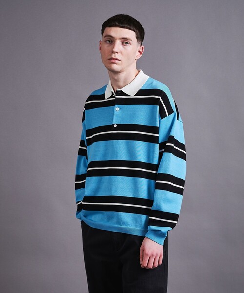 MONKEY TIME(モンキータイム)の「シルケット USAコットン ラグビーシャツ(スウェット・メンズ・コバルトブルー/パープル・S/M/L/XL)」の1枚目の写真