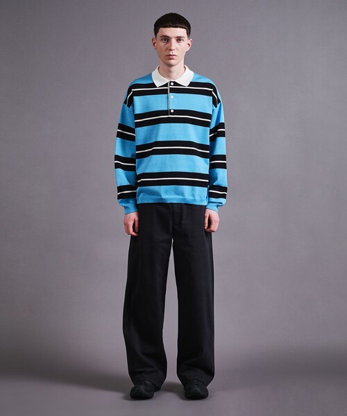 MONKEY TIME(モンキータイム)の「シルケット USAコットン ラグビーシャツ(スウェット・メンズ・コバルトブルー/パープル・S/M/L/XL)」の3枚目の写真