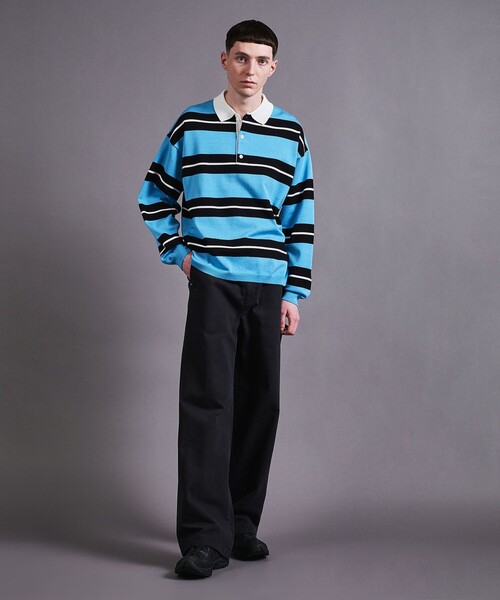 MONKEY TIME(モンキータイム)の「シルケット USAコットン ラグビーシャツ(スウェット・メンズ・コバルトブルー/パープル・S/M/L/XL)」の4枚目の写真