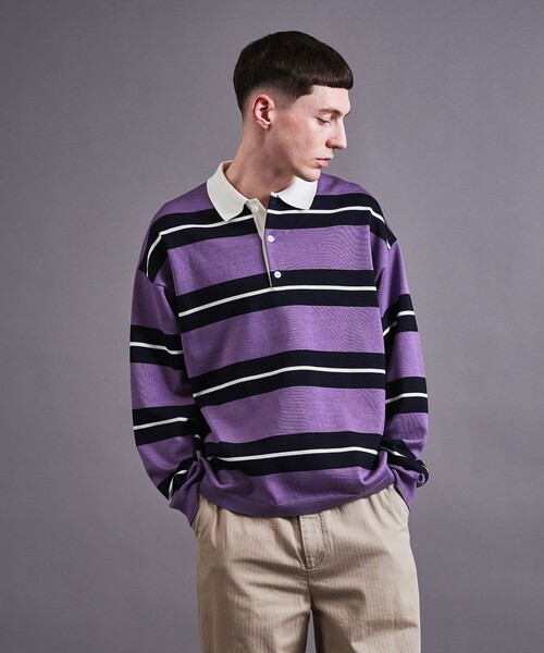 MONKEY TIME(モンキータイム)の「シルケット USAコットン ラグビーシャツ(スウェット・メンズ・コバルトブルー/パープル・S/M/L/XL)」の5枚目の写真