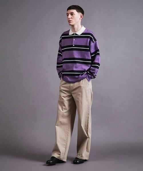 MONKEY TIME(モンキータイム)の「シルケット USAコットン ラグビーシャツ(スウェット・メンズ・コバルトブルー/パープル・S/M/L/XL)」の6枚目の写真