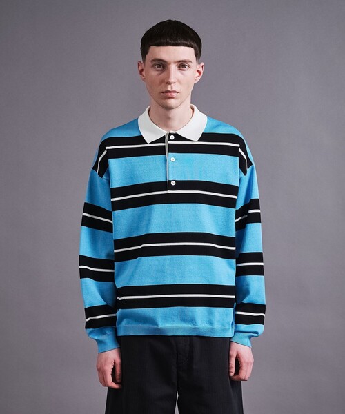 MONKEY TIME(モンキータイム)の「シルケット USAコットン ラグビーシャツ(スウェット・メンズ・コバルトブルー/パープル・S/M/L/XL)」の7枚目の写真