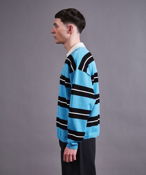 MONKEY TIME(モンキータイム)の「シルケット USAコットン ラグビーシャツ(スウェット・メンズ・コバルトブルー/パープル・S/M/L/XL)」の8枚目の写真