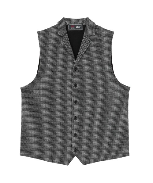 BRICK HOUSE by TOKYO SHIRT(ブリックハウス)の「前身カットラペルニットジレ 幾何学模様(ベスト・メンズ・ブラック/ブルー・LL/M/L/XL)」の2枚目の写真