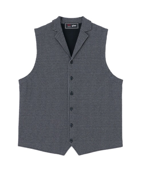 BRICK HOUSE by TOKYO SHIRT(ブリックハウス)の「前身カットラペルニットジレ 幾何学模様(ベスト・メンズ・ブラック/ブルー・LL/M/L/XL)」の8枚目の写真