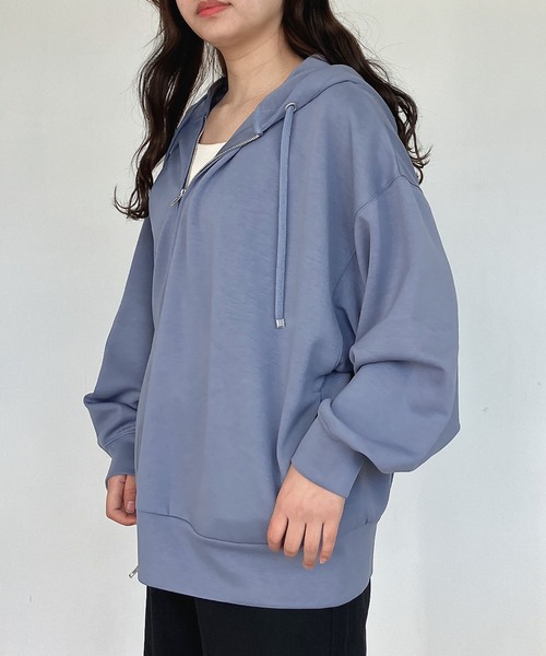 AS KNOW AS plus(アズノゥアズプラス)の「●ダンボールジップパーカー(パーカー・レディース・チャコールグレー/オフホワイト/ブルー/オートミール/杢グレー・FREE)」の7枚目の写真