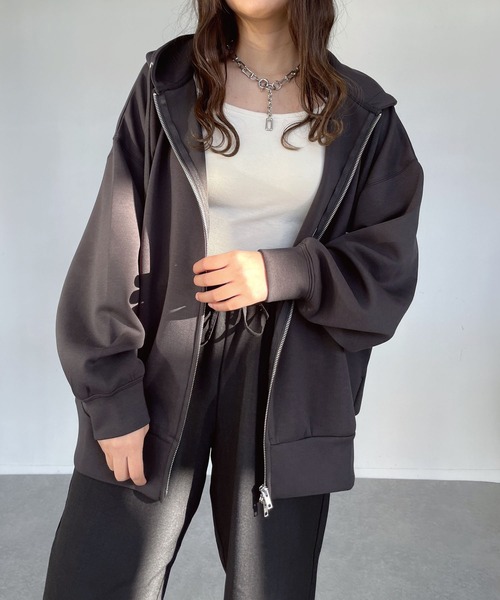 AS KNOW AS plus(アズノゥアズプラス)の「●ダンボールジップパーカー(パーカー・レディース・チャコールグレー/オフホワイト/ブルー/オートミール/杢グレー・FREE)」の14枚目の写真