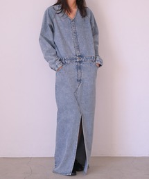 AKTE | Vネックデニムドレス(ワンピース)