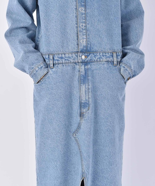 AKTE Vネックデニムドレス ライトブルー Vネックデニムドレス | AKTE