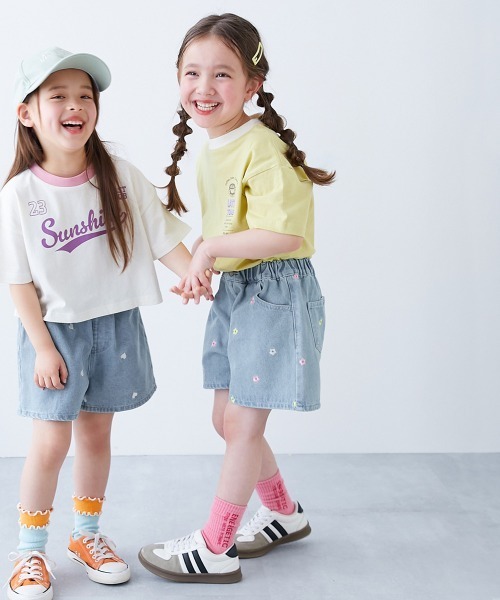 セール】ハートと花がえらべる 刺繍 デニム ショートパンツ(デニム セール】ハートと花がえらべる 刺繍 デニム ショートパンツ(デニム
