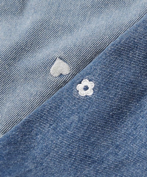 ハートと花がえらべる 刺繍 デニム ショートパンツ（デニムパンツ