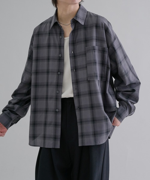 epnok(エプノック)の「ルーズベーシックレギュラーカラーシャツ(シャツ/ブラウス・メンズ・ブラック系1/グレー系1/グレー系2/ブラック/オフホワイト/チャコールグレー・SMALL/MEDIUM/LARGE)」の4枚目の写真