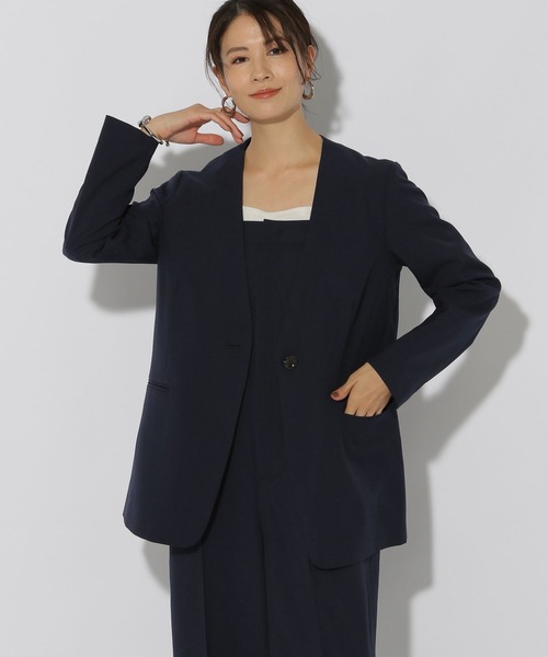 セール】映えラクノーカラージャケット/292398（ノーカラー