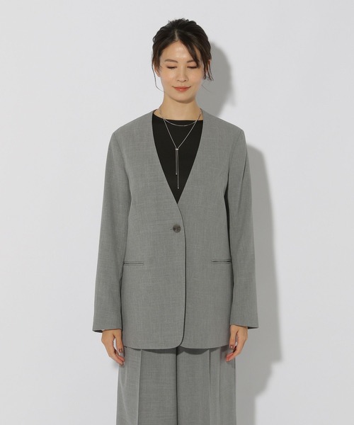 【美品】Eluraノーカラーツイードジャケット ブラック　グレー m21576683916_1.jpg?1736558465