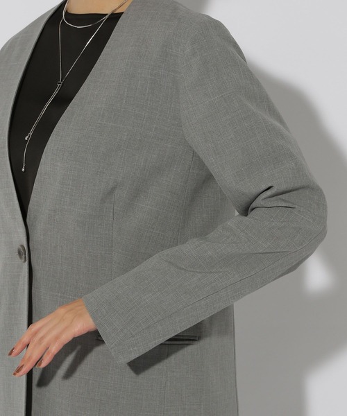 Elura(エルーラ)の「映えラクノーカラージャケット/292398(ノーカラージャケット・レディース・ネイビー/ライトグレー・LARGE/MEDIUM)」の11枚目の写真