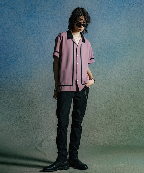 CRIMIE(クライミー)の「LINE OPEN COLLAR SHORT SLEEVE SHIRT(シャツ/ブラウス・メンズ・ピンク/ホワイト/ブラック・XXL/XL/L/M/S)」の13枚目の写真