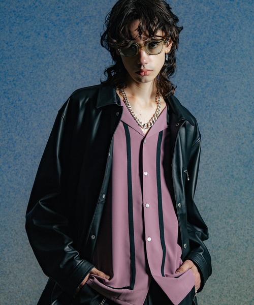 CRIMIE(クライミー)の「LINE OPEN COLLAR SHORT SLEEVE SHIRT(シャツ/ブラウス・メンズ・ピンク/ホワイト/ブラック・XXL/XL/L/M/S)」の4枚目の写真