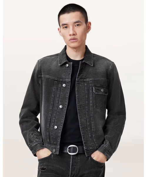 ALLSAINTS（オールセインツ）の「JAGGER SLIM FIT DENIM JACKET | JAYGER スリム フィット デニム ジャケット（デニムジャケット・メンズ・ブラック・XS/S/M/L）」の9枚目の写真