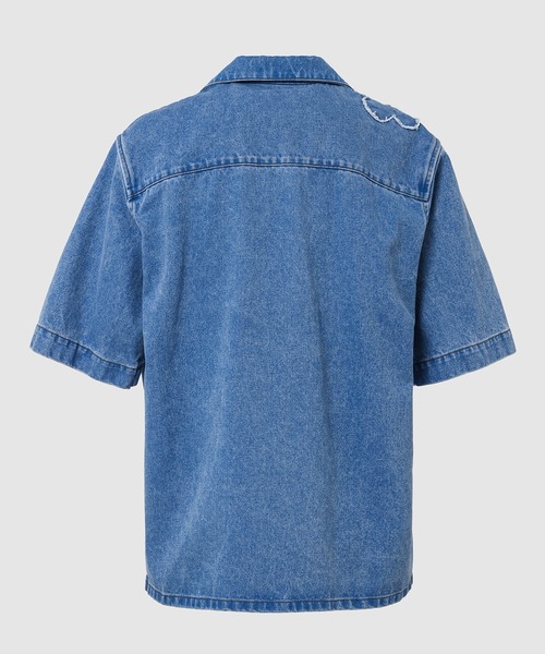 【国内送関税込】MARNI☆デニム ボウリングシャツ セール】FLOWER PATCHED DENIM / ボーリングシャツ(シャツ