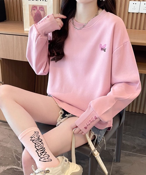 大人可愛い♪ワンポイントハート刺繍×スリーブボタンデザイン