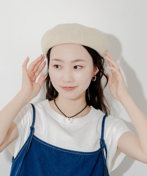 SMELLY（スメリー）の「リネンミックスベレー（ハンチング/ベレー帽・レディース・アイボリー/ブラック/ベージュ・-）」の4枚目の写真