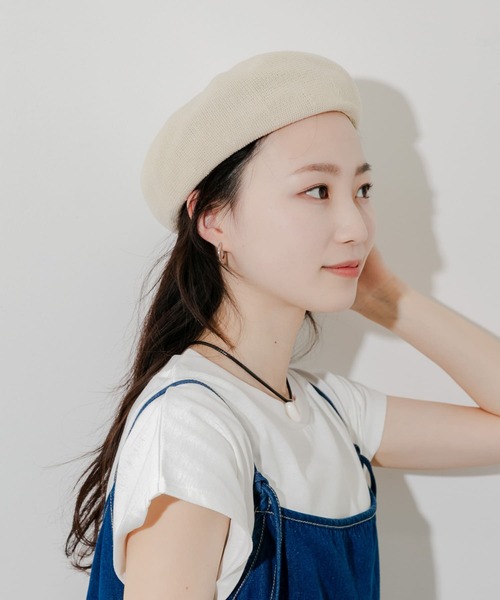 SMELLY（スメリー）の「リネンミックスベレー（ハンチング/ベレー帽・レディース・アイボリー/ブラック/ベージュ・-）」の5枚目の写真