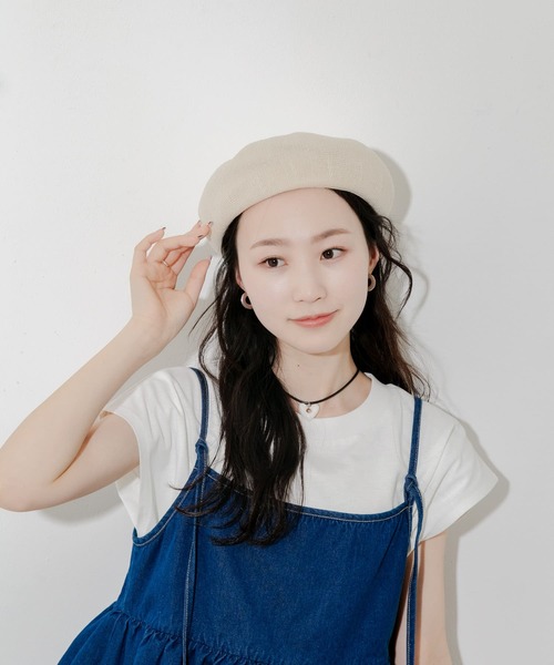 SMELLY（スメリー）の「リネンミックスベレー（ハンチング/ベレー帽・レディース・アイボリー/ブラック/ベージュ・-）」の6枚目の写真
