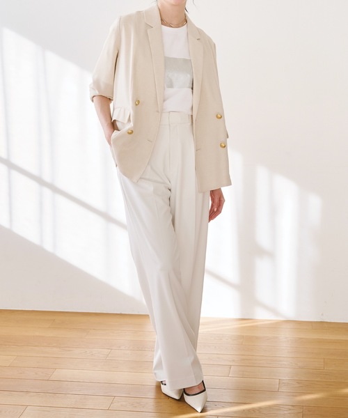 お値下げ可！[Emma Taylor]リネンライクシアースリーブレスジャケット リネンライクシアースリーブレスジャケット Emma Taylor│STYLEDOOR