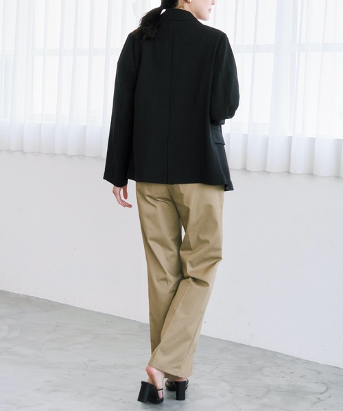 Emma Taylor（エマテイラー）の「リネンライクシアーテーラードジャケット（テーラードジャケット・レディース・ベージュ/ブラック・FREE）」の8枚目の写真