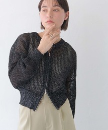 HER CLOSET |  【HER CLOSET】ダブルジップメッシュラメニットカーディガン DOUBLE ZIP MESH LAME KNIT CARDIGAN(カーディガン/ボレロ)