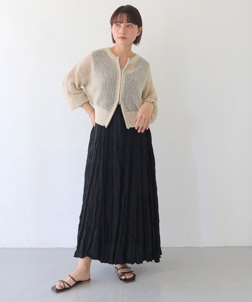 HER CLOSET（ハークローゼット）の「 【HER CLOSET】ダブルジップメッシュラメニットカーディガン DOUBLE ZIP MESH LAME KNIT CARDIGAN（カーディガン/ボレロ・レディース・アイボリー/ブラック/ブラウン・M）」の10枚目の写真