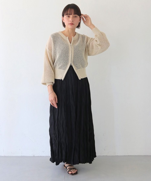 HER CLOSET（ハークローゼット）の「 【HER CLOSET】ダブルジップメッシュラメニットカーディガン DOUBLE ZIP MESH LAME KNIT CARDIGAN（カーディガン/ボレロ・レディース・アイボリー/ブラック/ブラウン・M）」の12枚目の写真