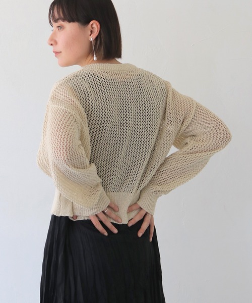 HER CLOSET（ハークローゼット）の「 【HER CLOSET】ダブルジップメッシュラメニットカーディガン DOUBLE ZIP MESH LAME KNIT CARDIGAN（カーディガン/ボレロ・レディース・アイボリー/ブラック/ブラウン・M）」の8枚目の写真