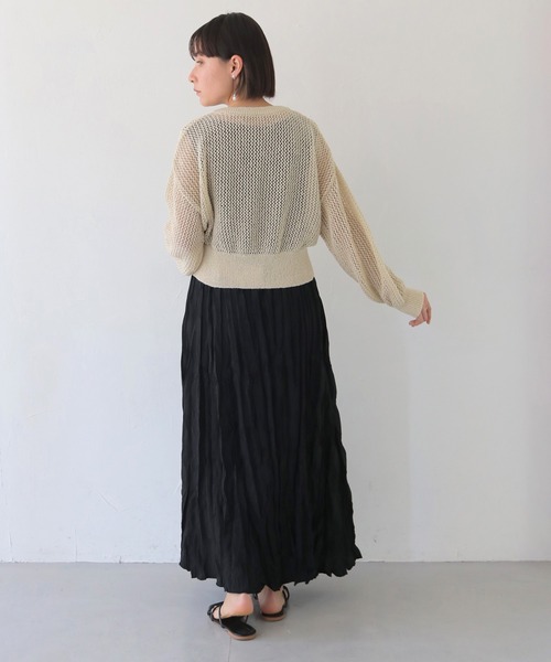 HER CLOSET（ハークローゼット）の「 【HER CLOSET】ダブルジップメッシュラメニットカーディガン DOUBLE ZIP MESH LAME KNIT CARDIGAN（カーディガン/ボレロ・レディース・アイボリー/ブラック/ブラウン・M）」の9枚目の写真