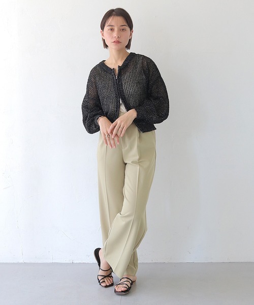 HER CLOSET（ハークローゼット）の「 【HER CLOSET】ダブルジップメッシュラメニットカーディガン DOUBLE ZIP MESH LAME KNIT CARDIGAN（カーディガン/ボレロ・レディース・アイボリー/ブラック/ブラウン・M）」の18枚目の写真